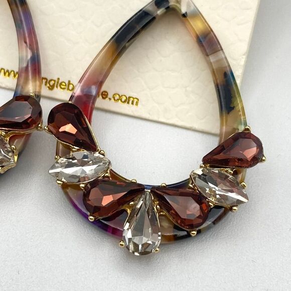 Amrita Singh Lucite Crystal Drop Statement Earrings - Picture 2 of 6